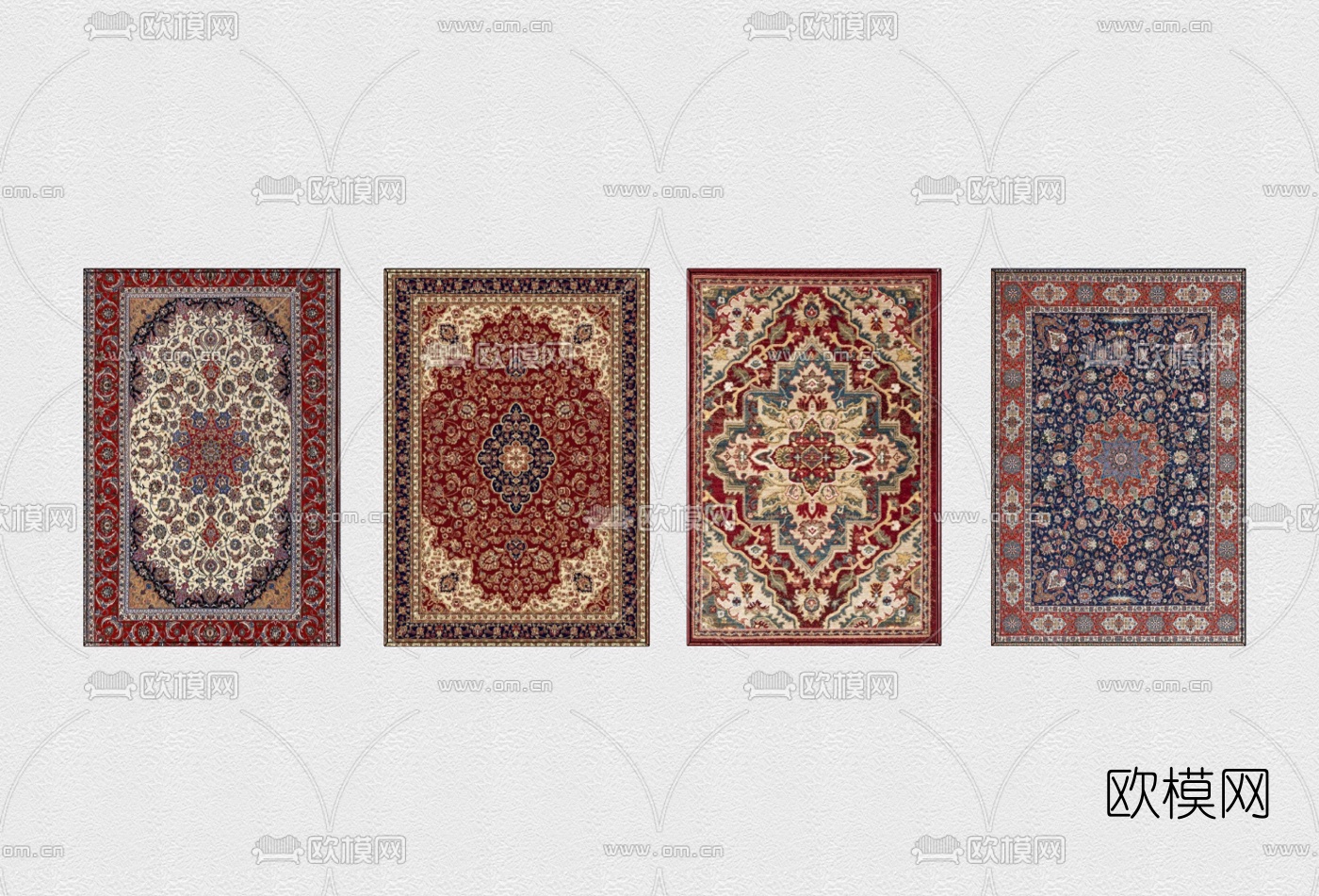 美式布艺雕花地毯su模型下载