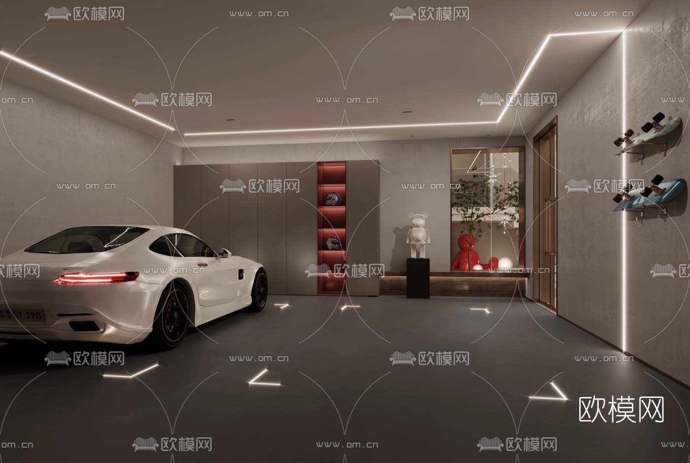 现代别墅车库3d模型