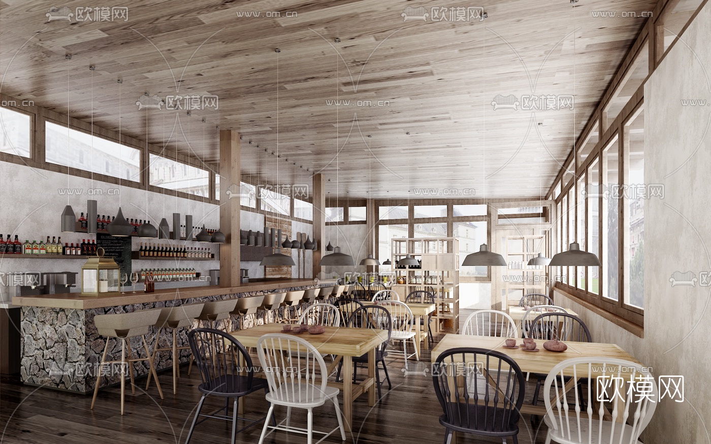 北欧快餐厅3d模型下载（渲染图1）