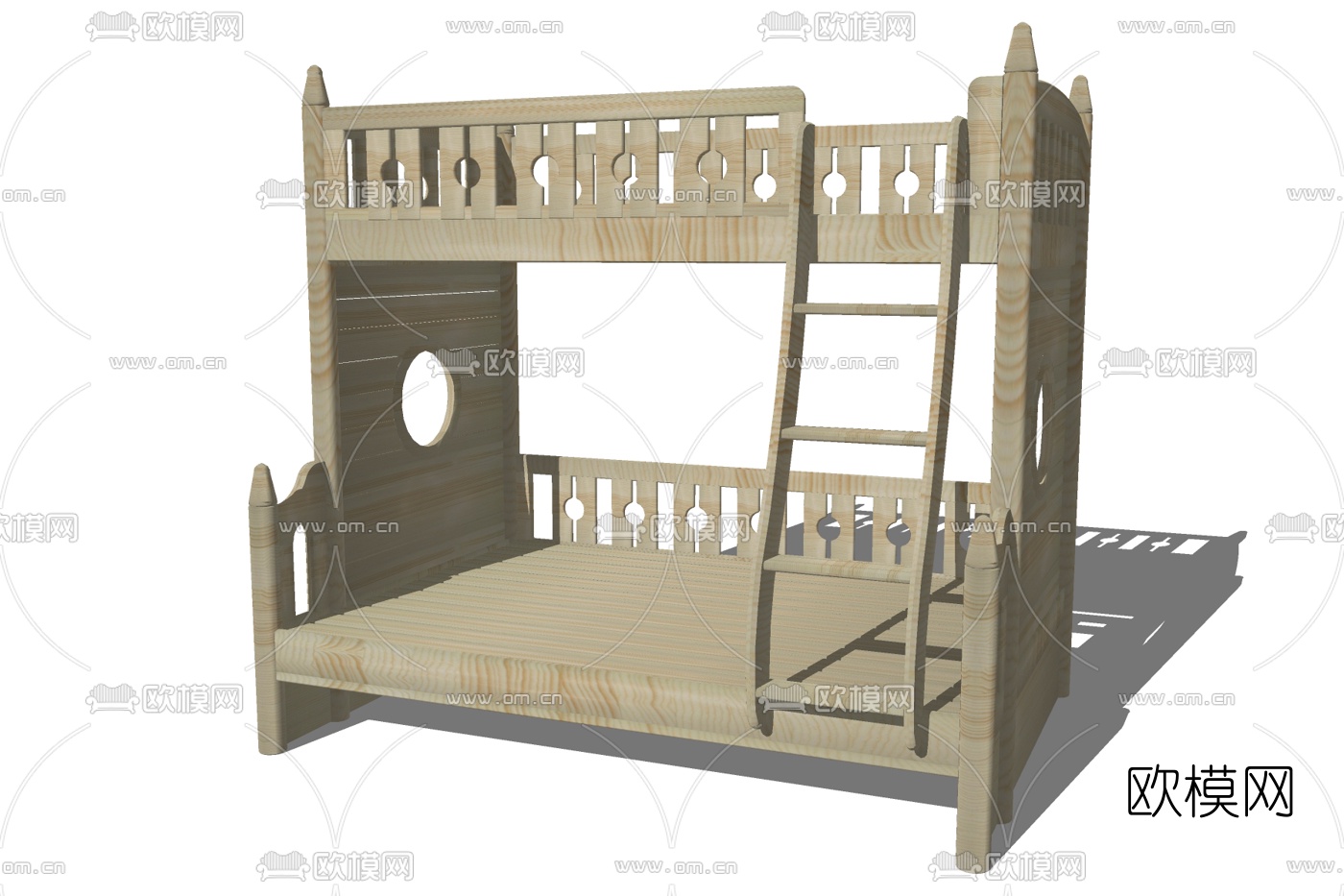 现代上下铺儿童床su模型下载