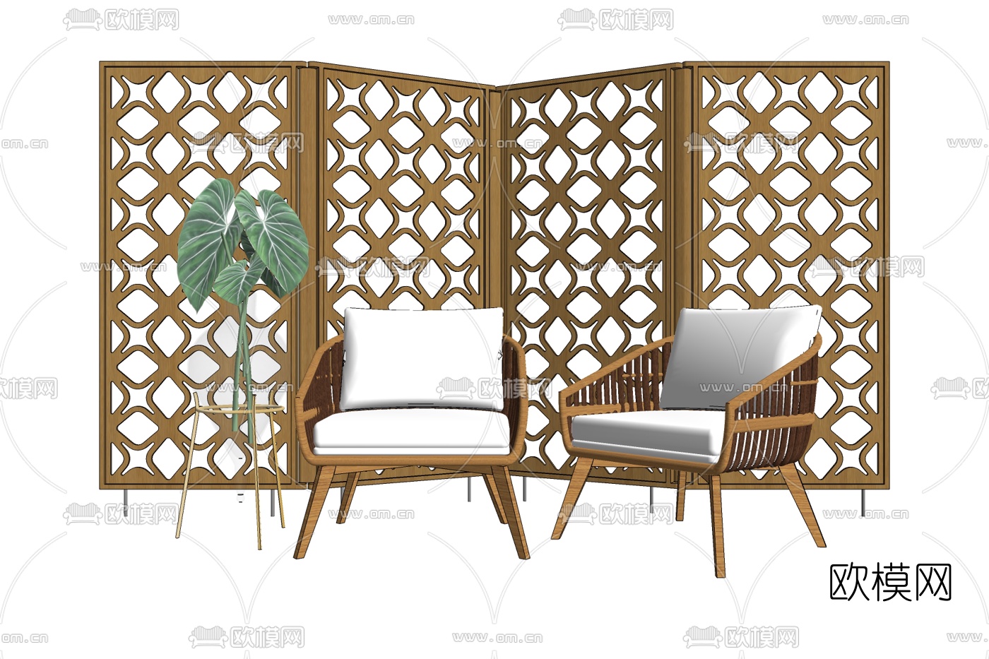 现代布艺休闲椅su模型下载