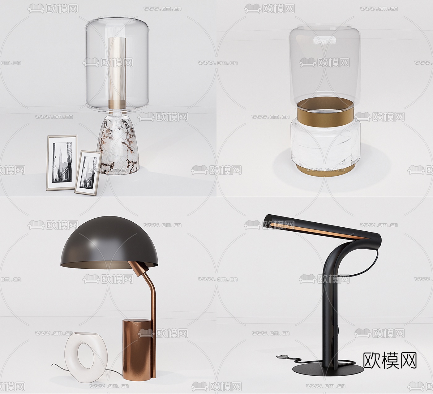 现代轻奢台灯su模型下载（渲染图1）