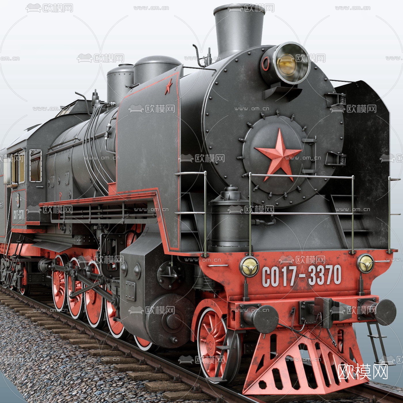 工业风列车火车头3d模型下载（渲染图1）