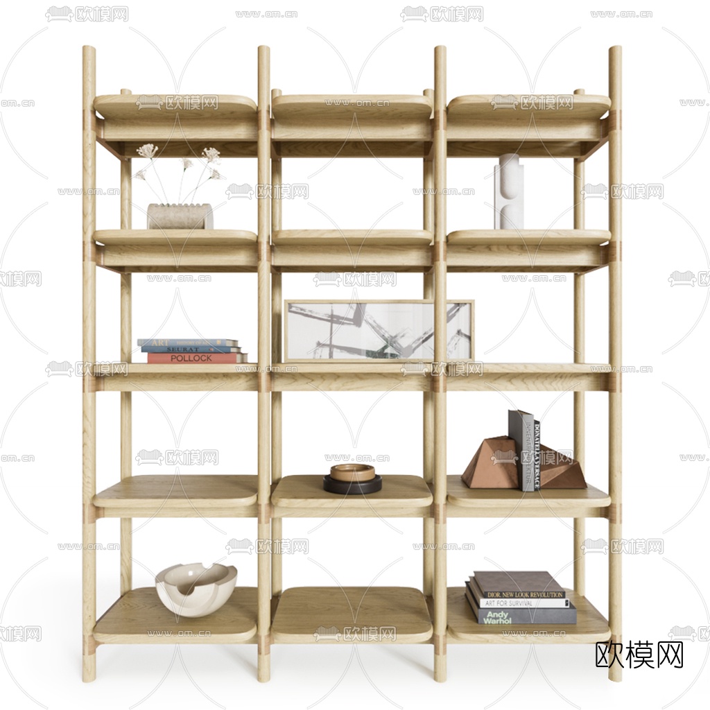 北欧实木装饰架3d模型