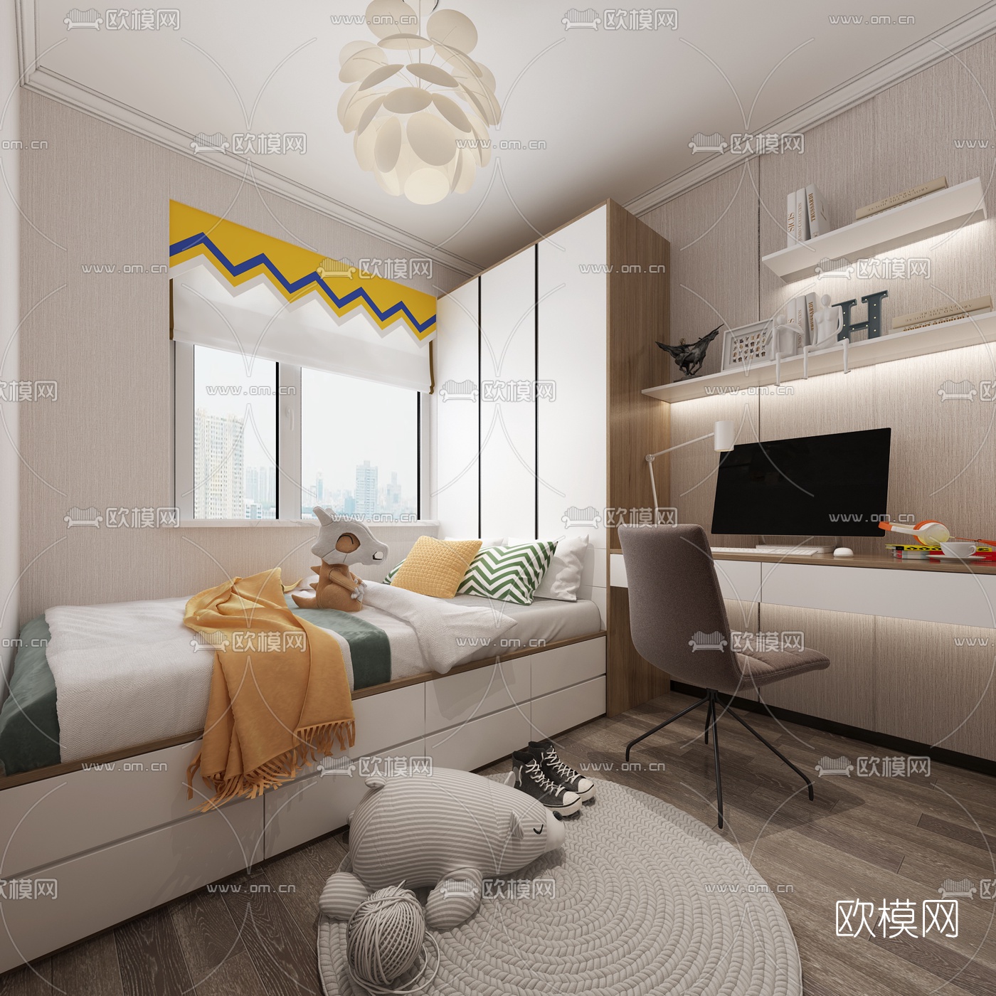 现代榻榻米儿童房3d模型下载