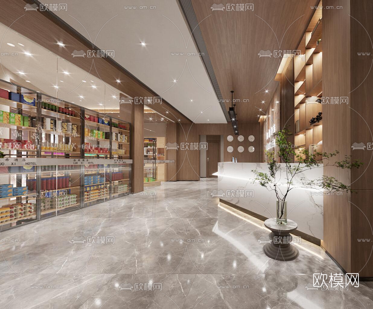 现代酒店大堂走廊cr全景3d模型