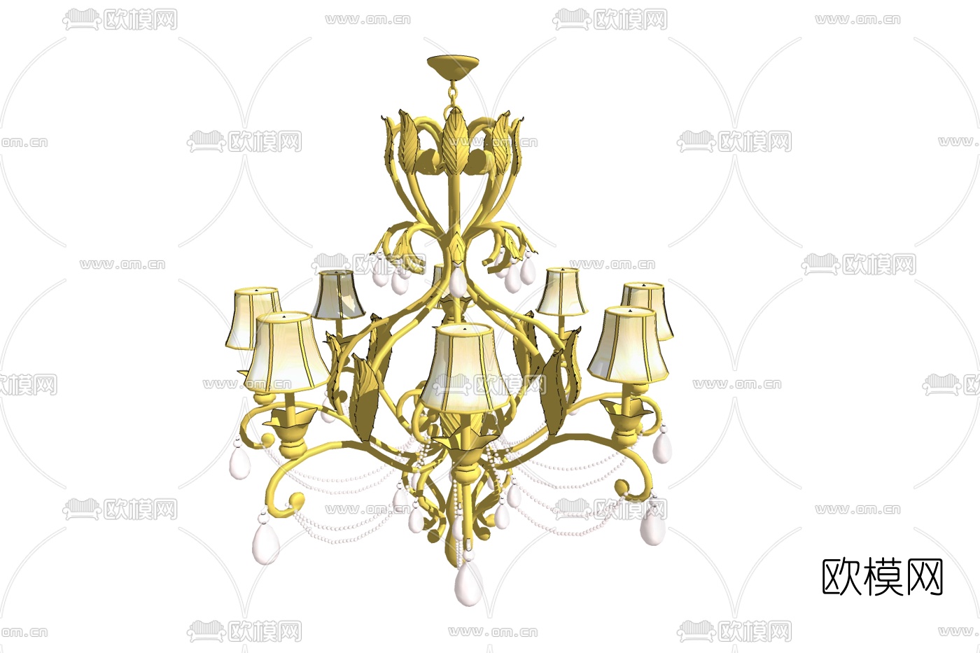 欧式金属多头吊灯免费su模型下载