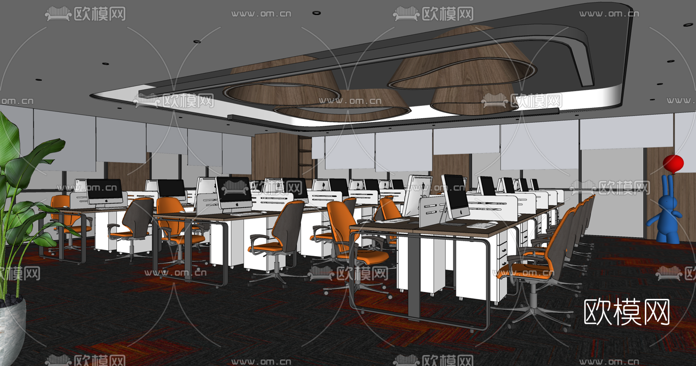 现代办公区su模型下载（渲染图2）