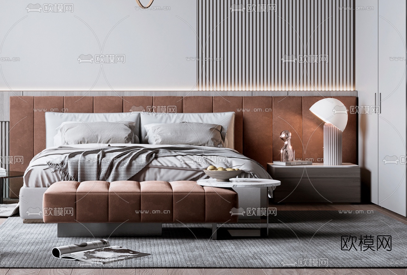 现代卧室主人房3d模型