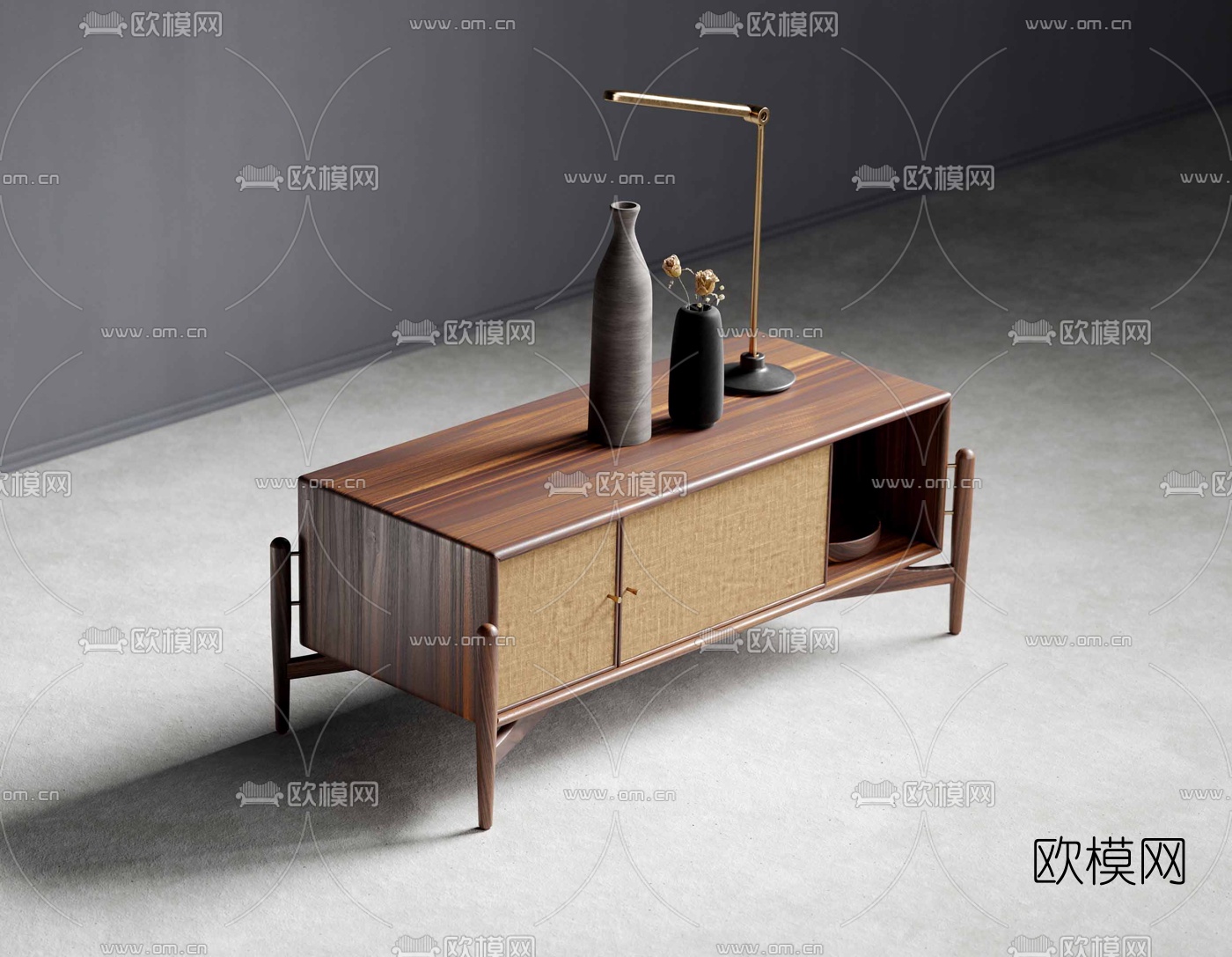 现代木质边柜3d模型