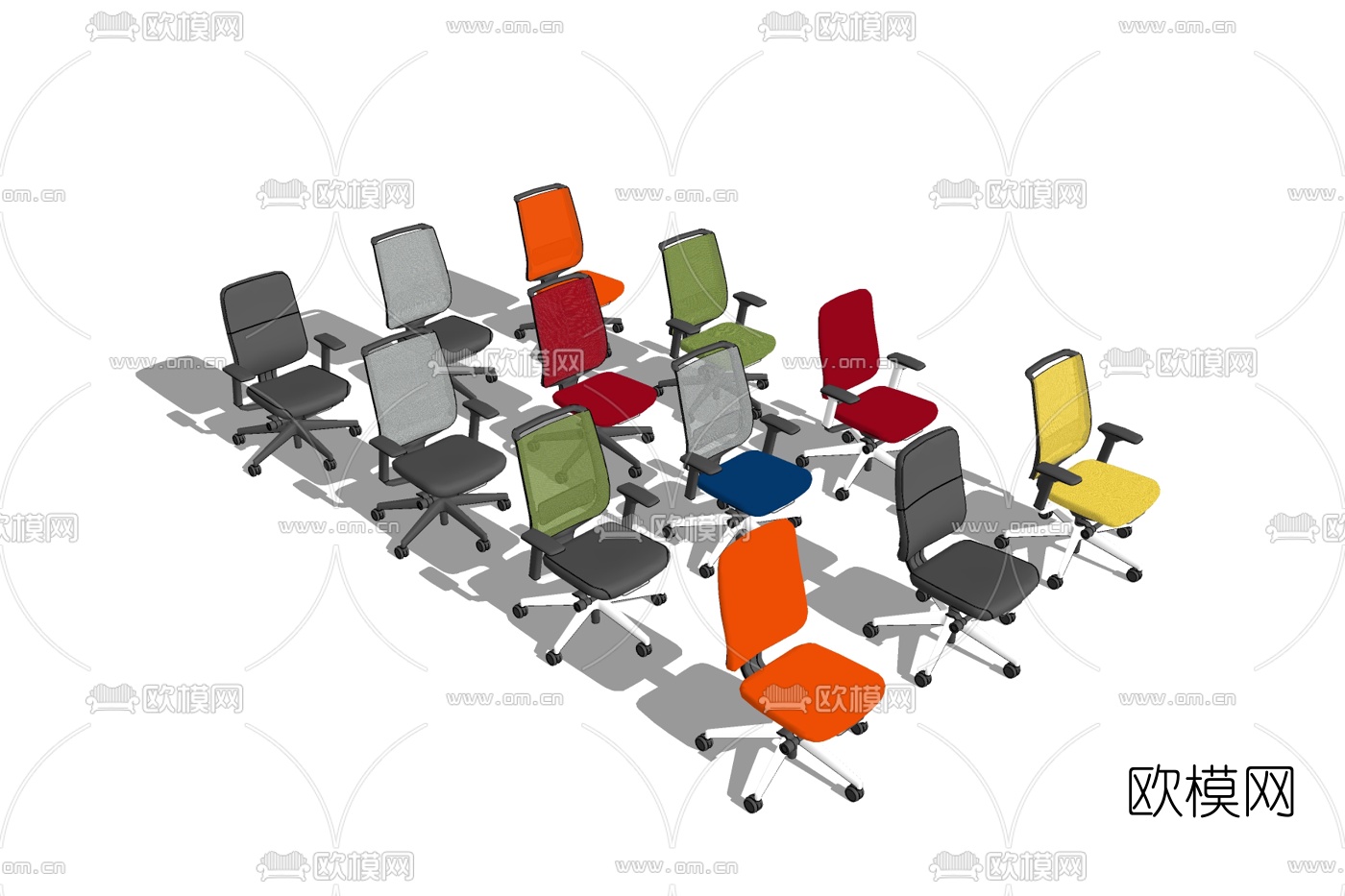 现代网格办公椅免费su模型下载