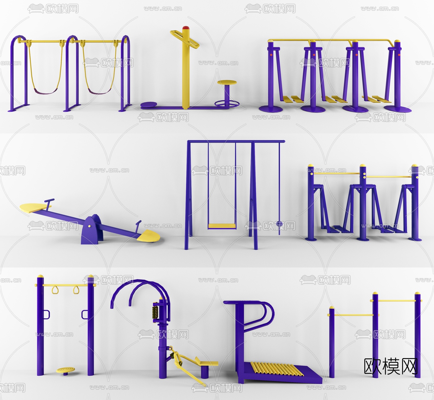 现代户外健身器材3d模型