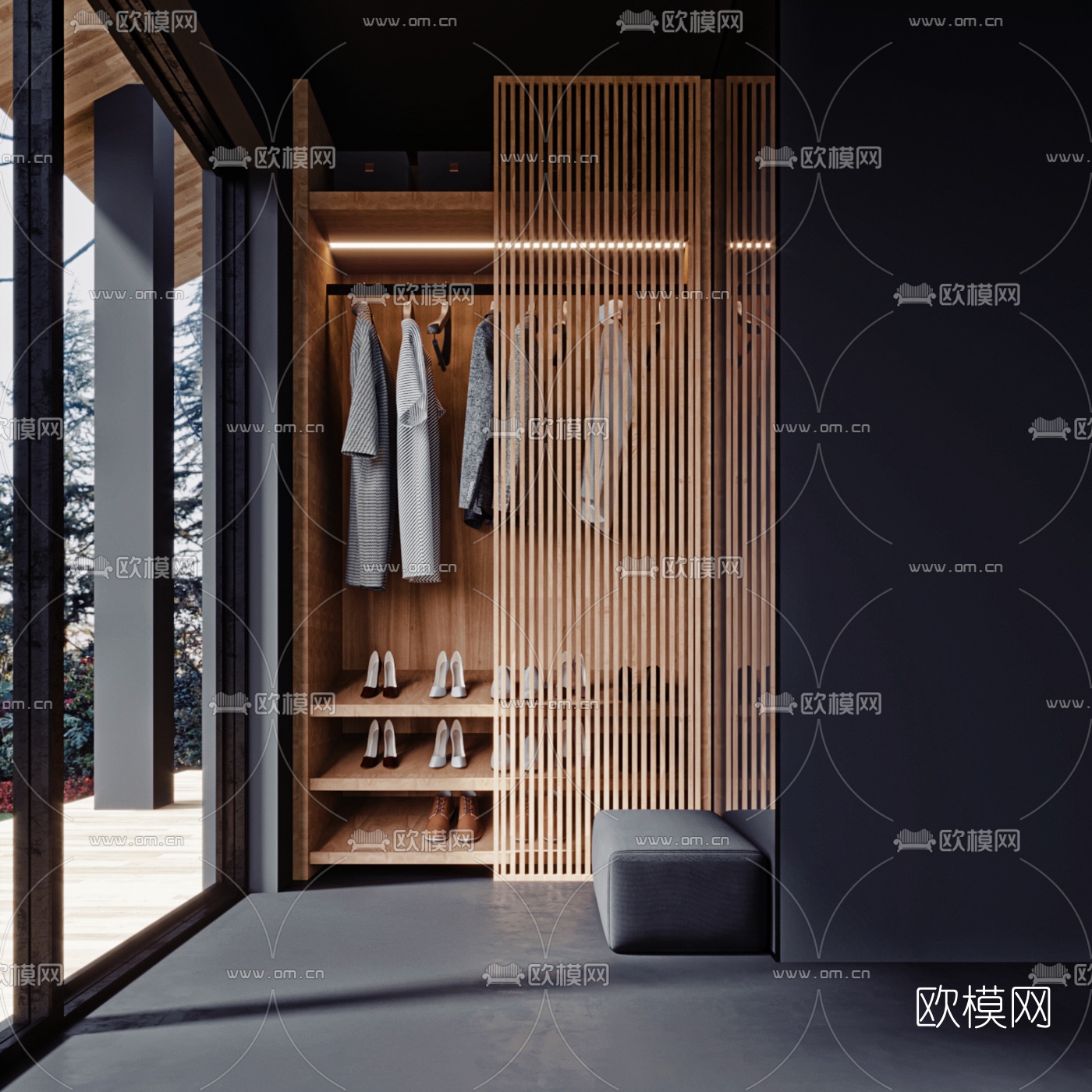 暗黑风 衣帽间3d模型下载