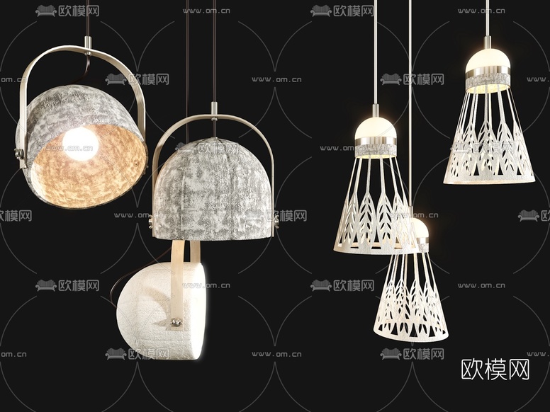 北欧树叶剪影吊灯3d模型下载