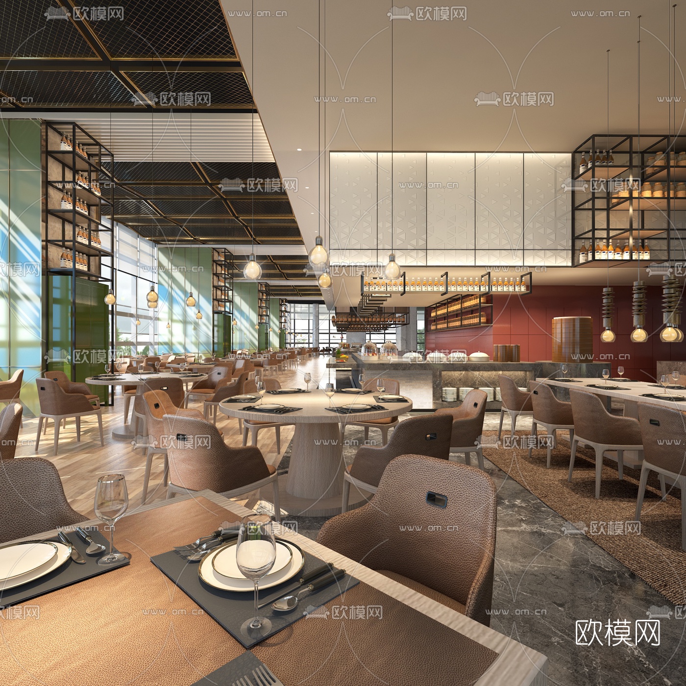 现代休闲西餐厅3d模型