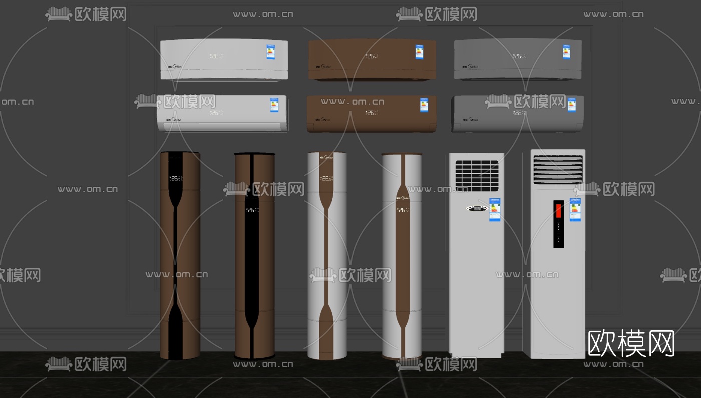 现代立式空调su模型下载（渲染图2）