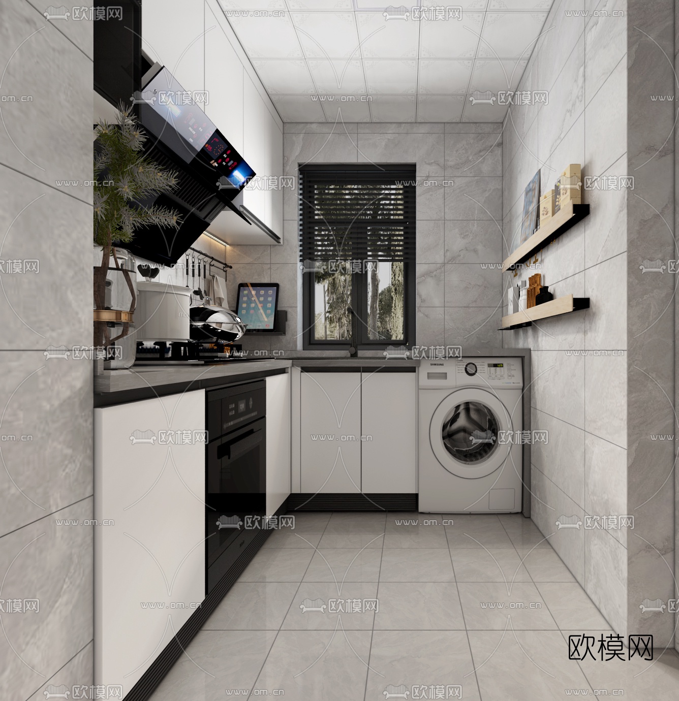 现代整装厨房3d模型