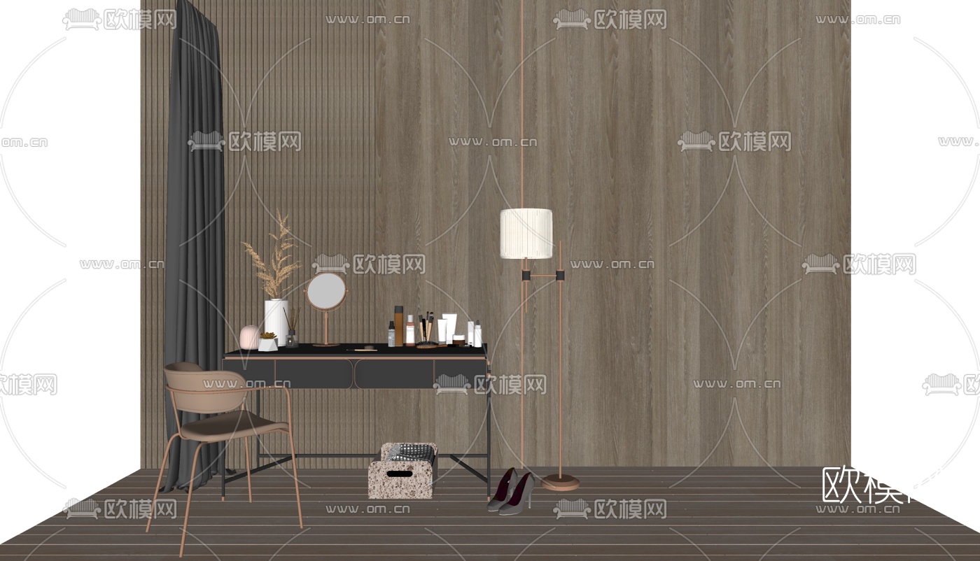 现代轻奢梳妆台su模型下载