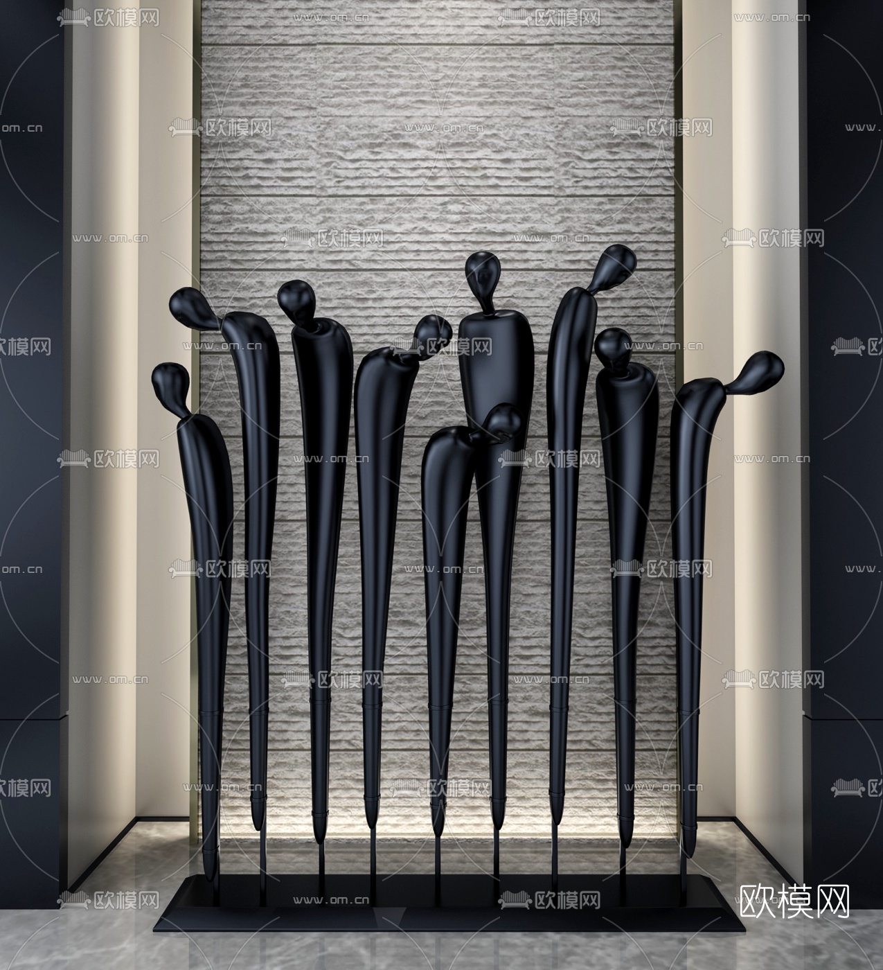 现代人形雕塑3d模型