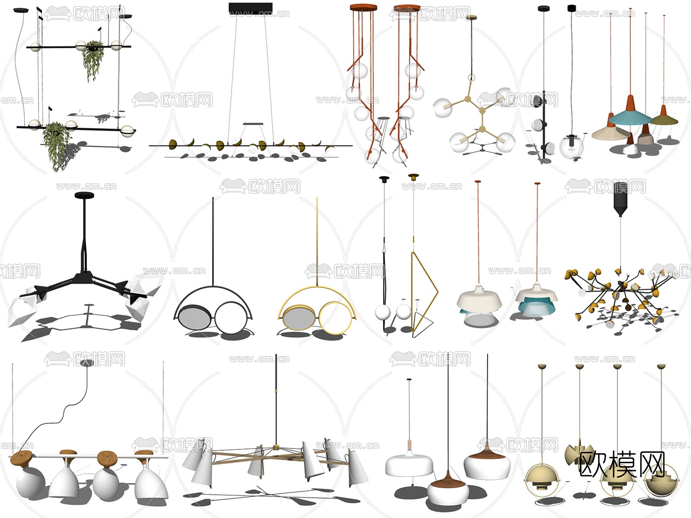现代轻奢吊灯su模型下载