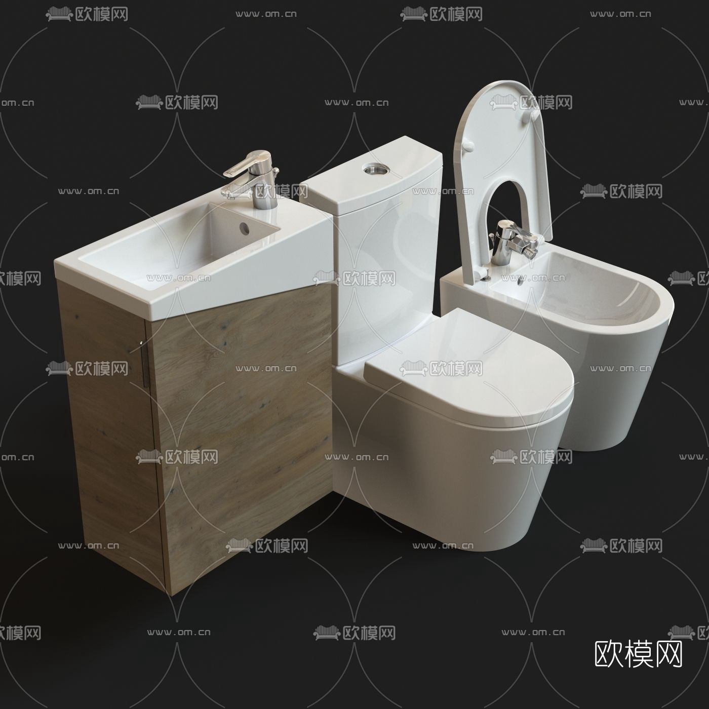 现代马桶坐便器洗手台3d模型下载