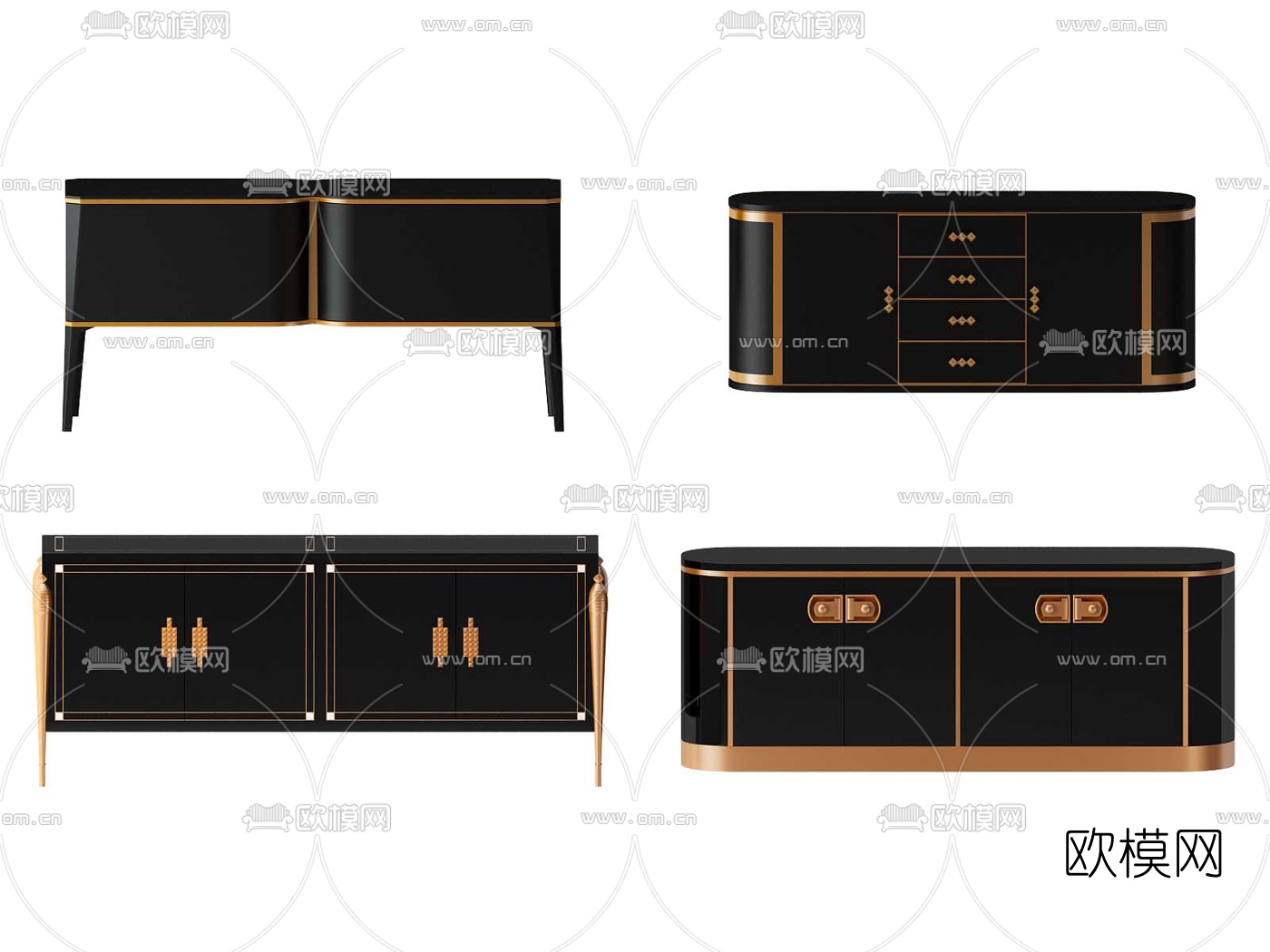 后现代轻奢玄关边柜3d模型