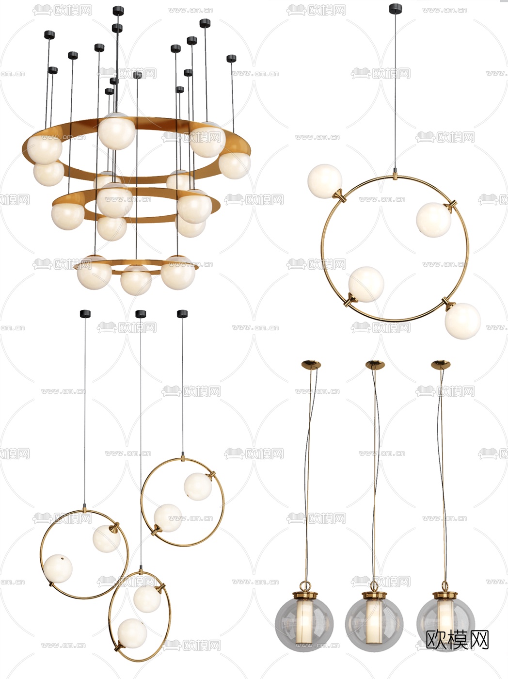 现代金属吊灯su模型下载（渲染图1）