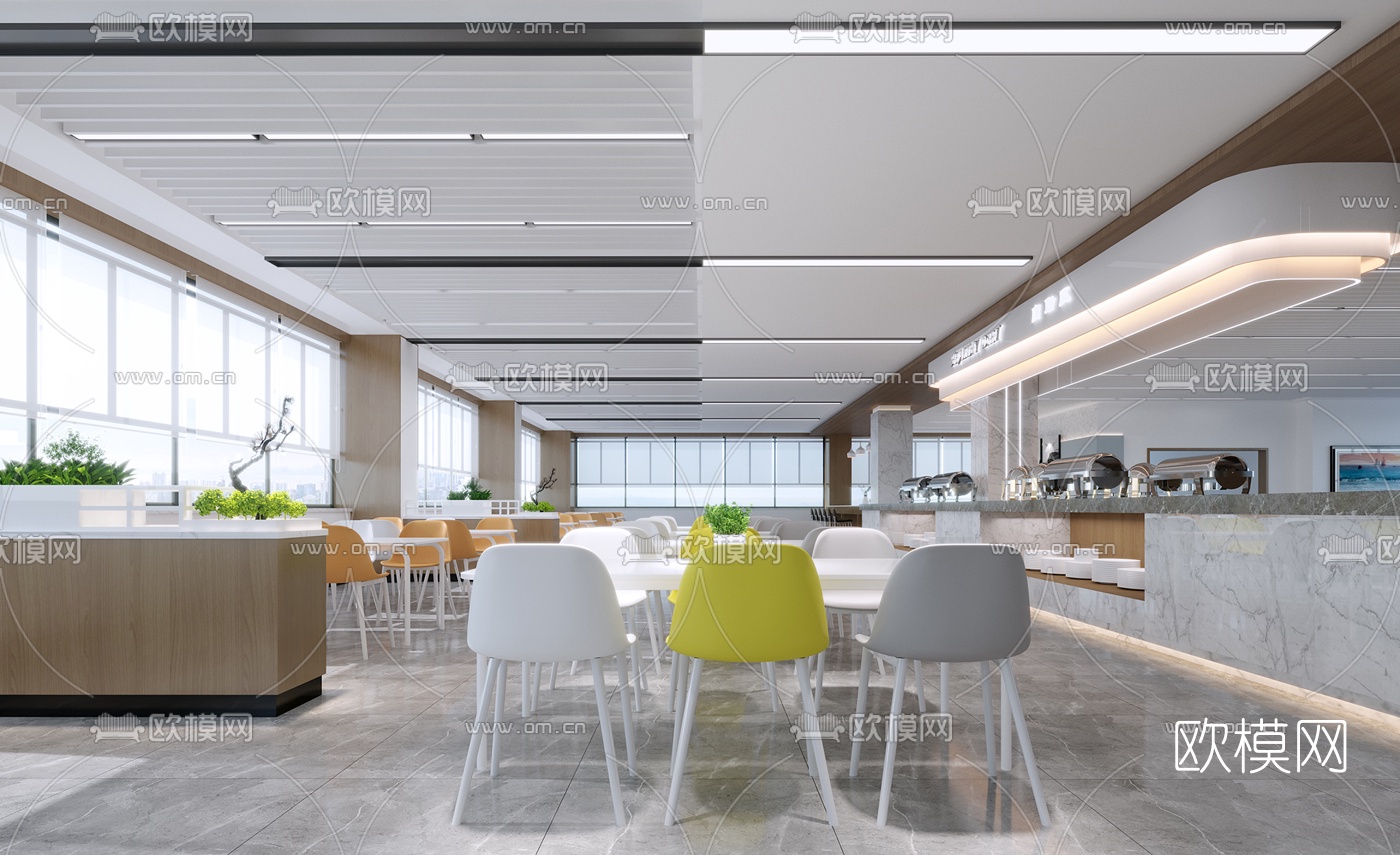 现代企业餐厅3d模型