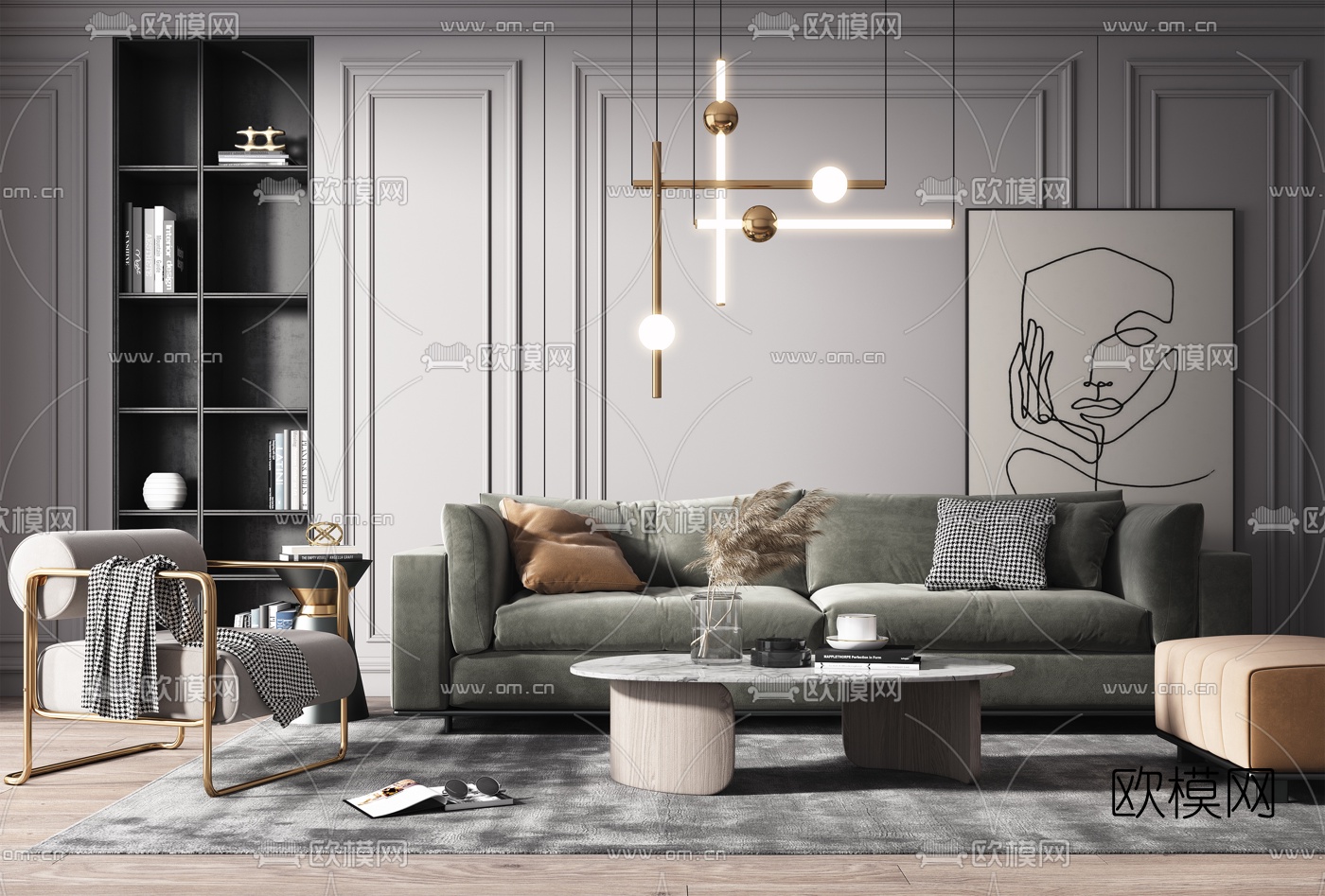 现代沙发茶几组合3d模型