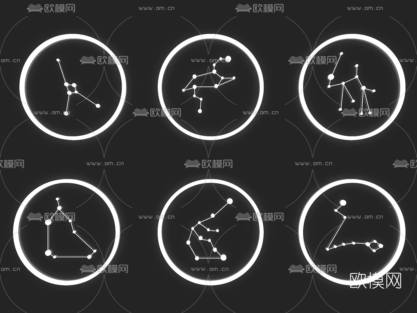 现代圆形星座壁灯3d模型