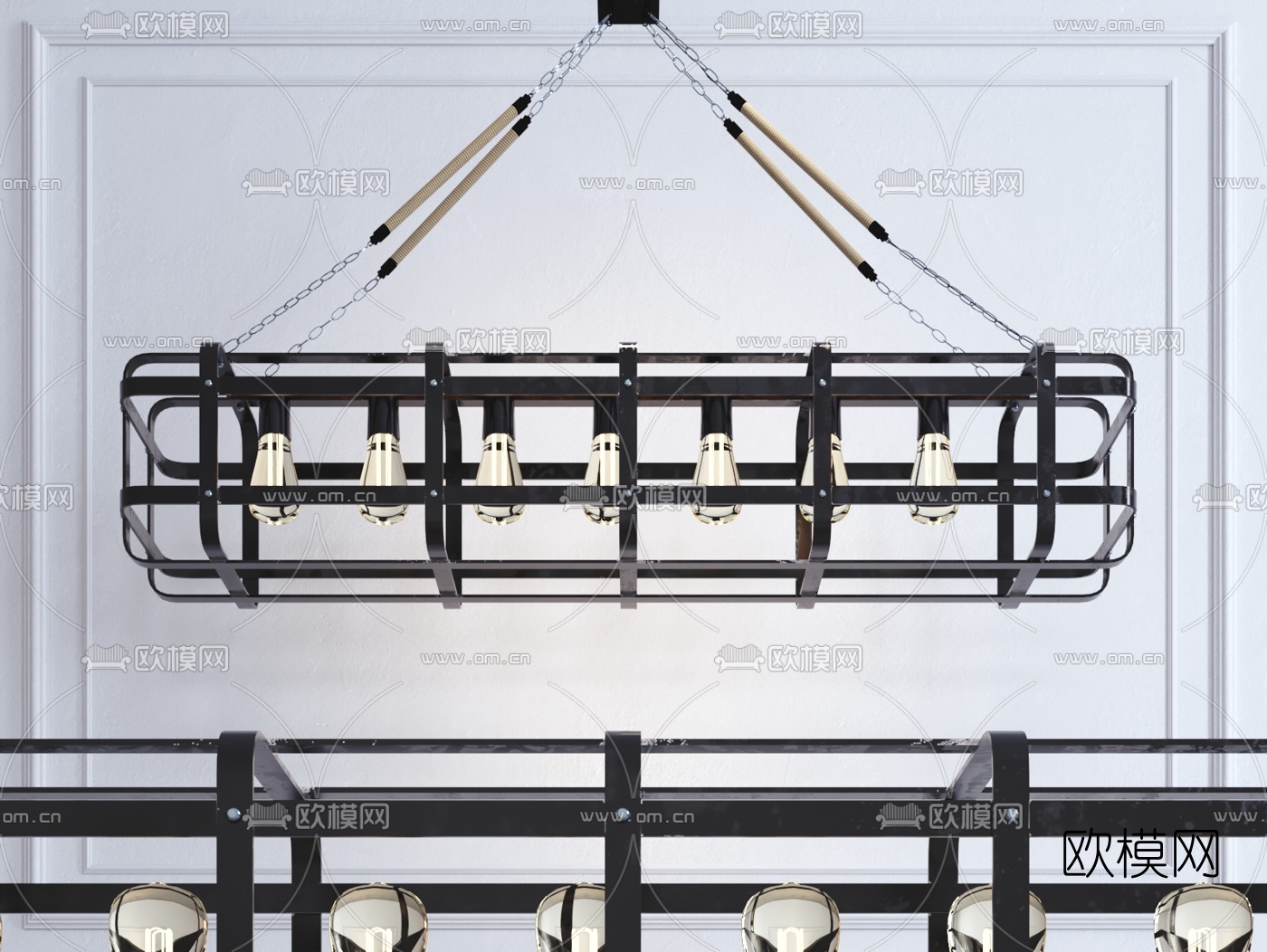 工业风灯泡吊灯3d模型下载