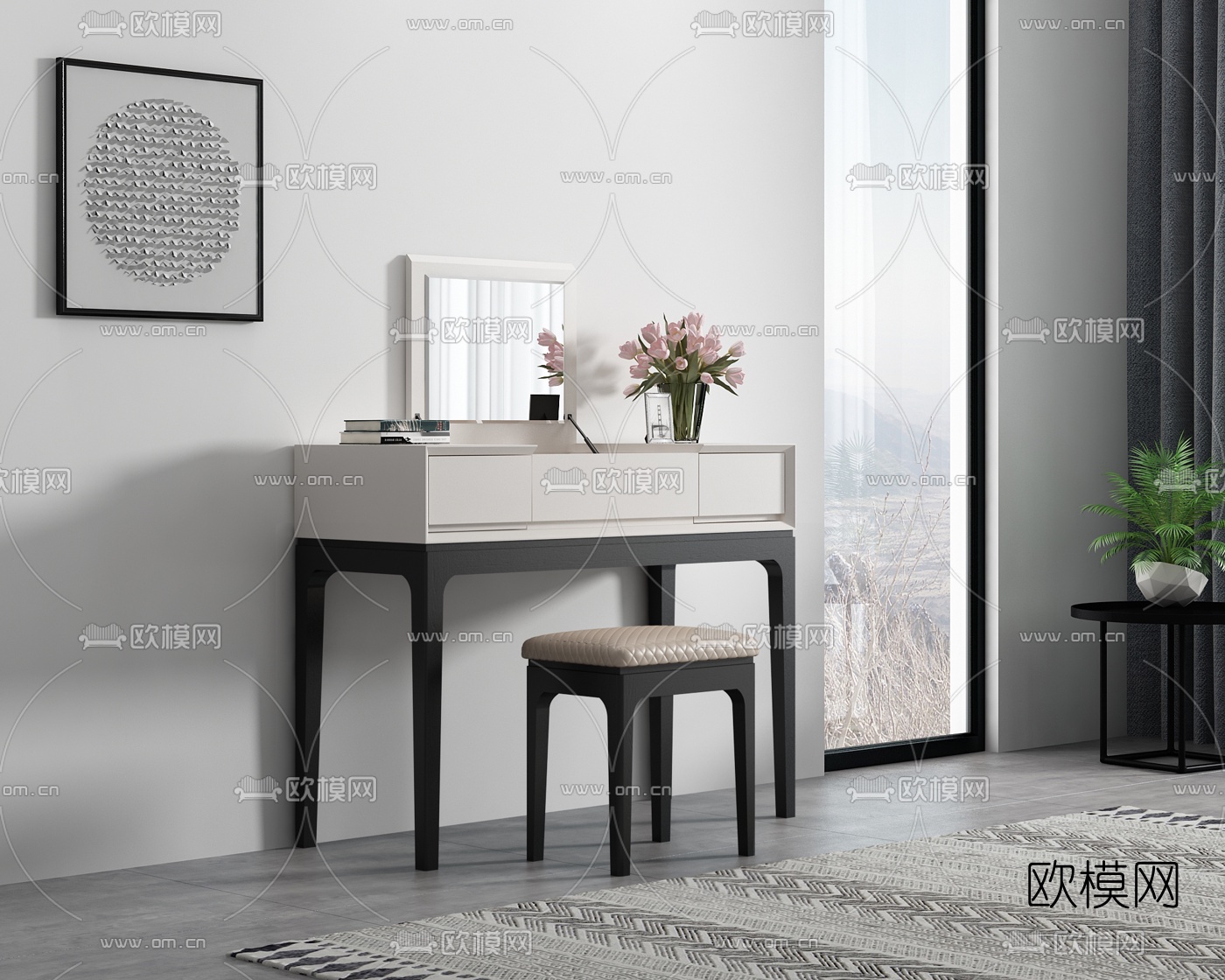 现代简易化妆台3d模型下载_ID10334024_3dmax免费模型-欧模网
