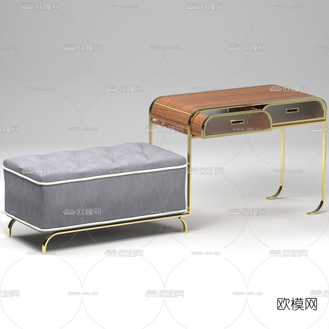 美式化妆桌免费3d模型下载