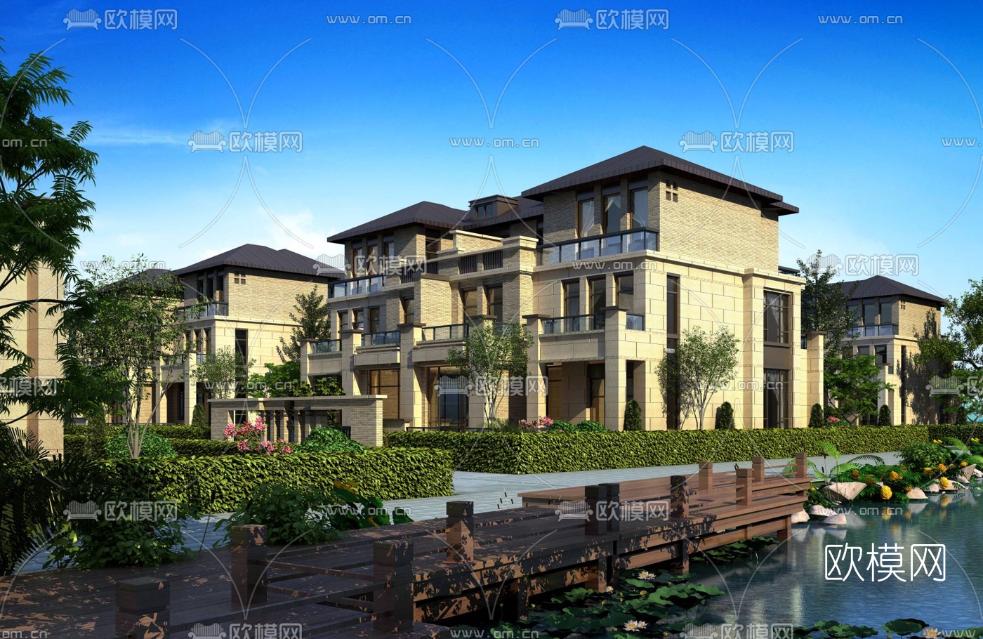 欧式独栋别墅外观3d模型下载