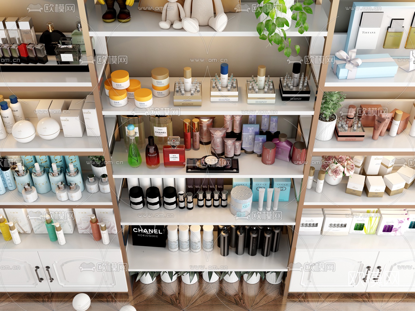 现代化妆品货柜货架3d模型下载（渲染图2）