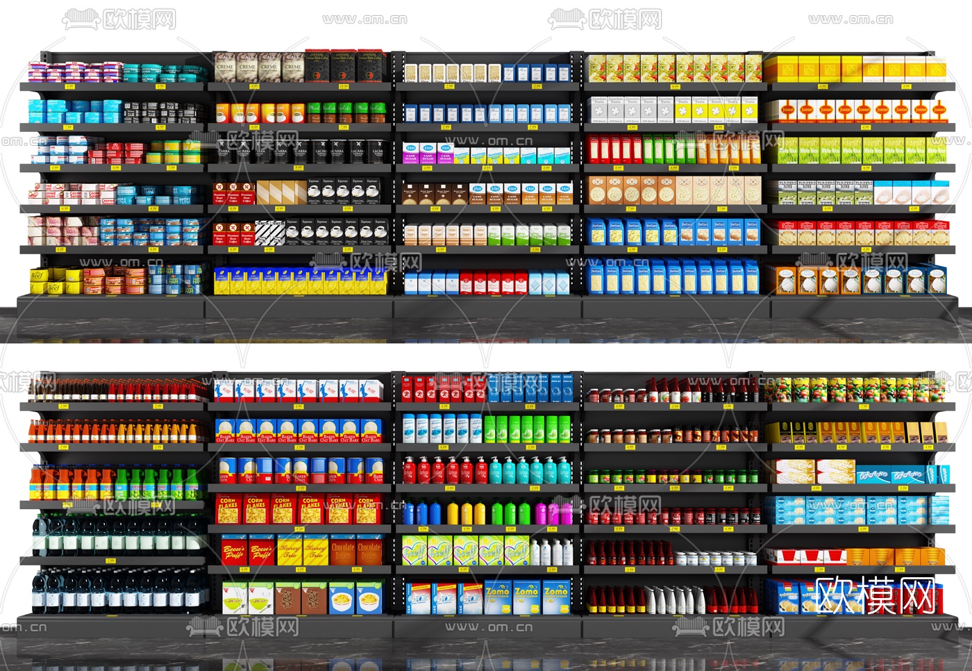 现代超市商品展柜货架3d模型下载