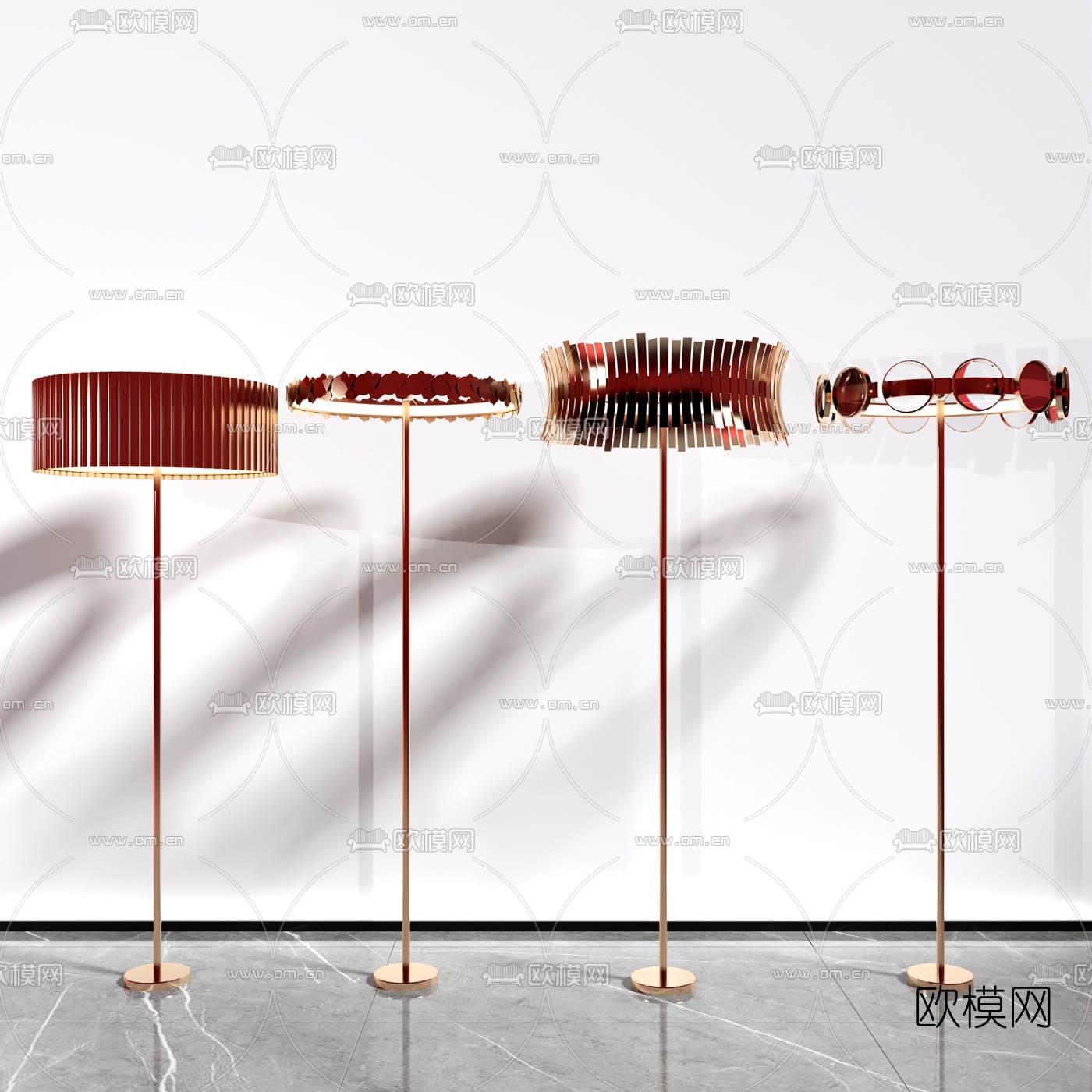 现代金属烤漆落地灯3d模型下载