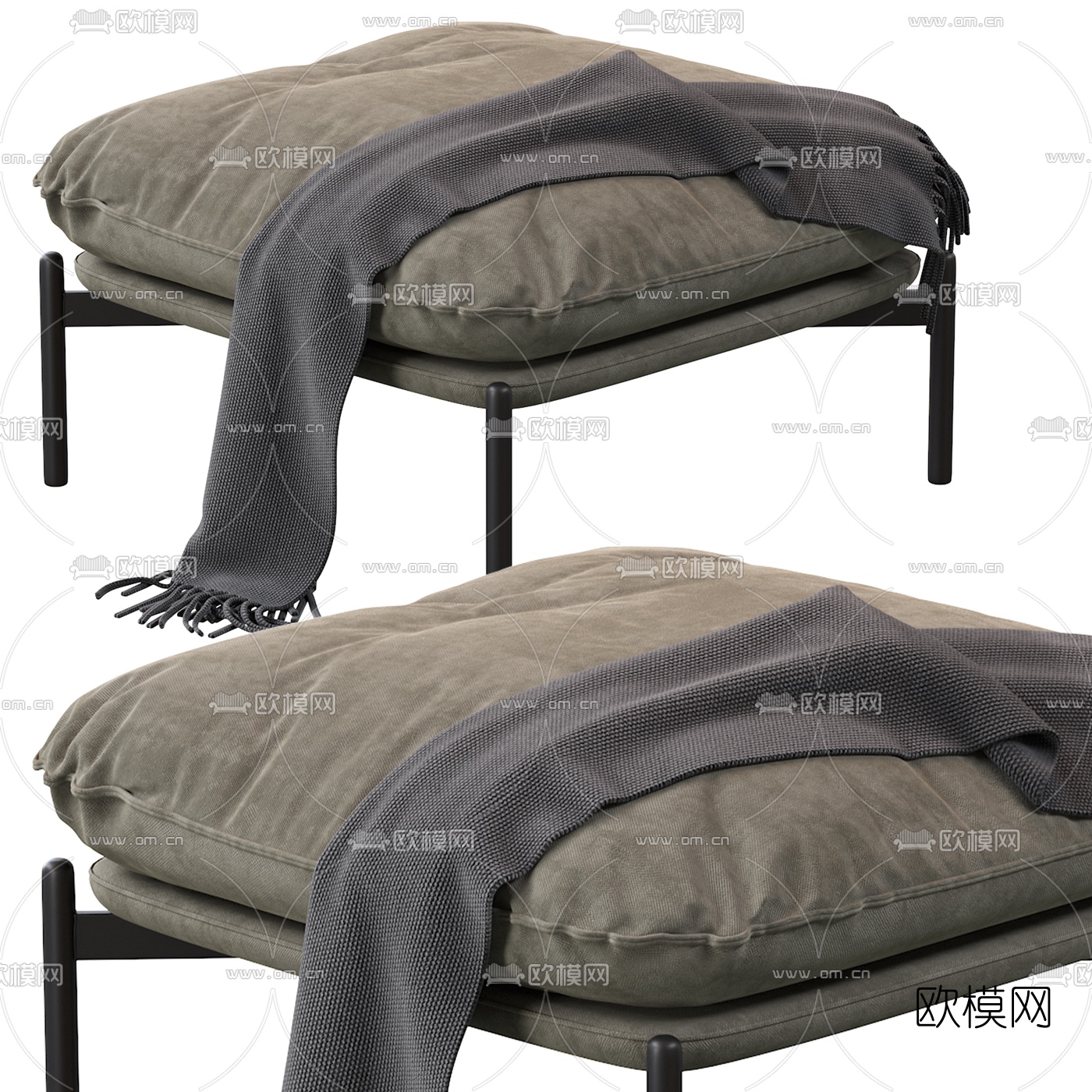 现代布艺脚踏3d模型
