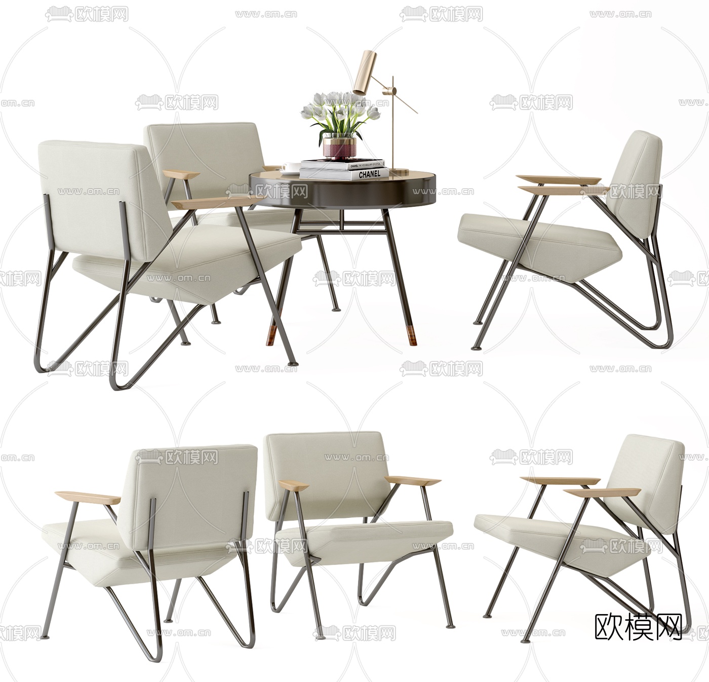 现代轻奢休闲桌椅3d模型下载