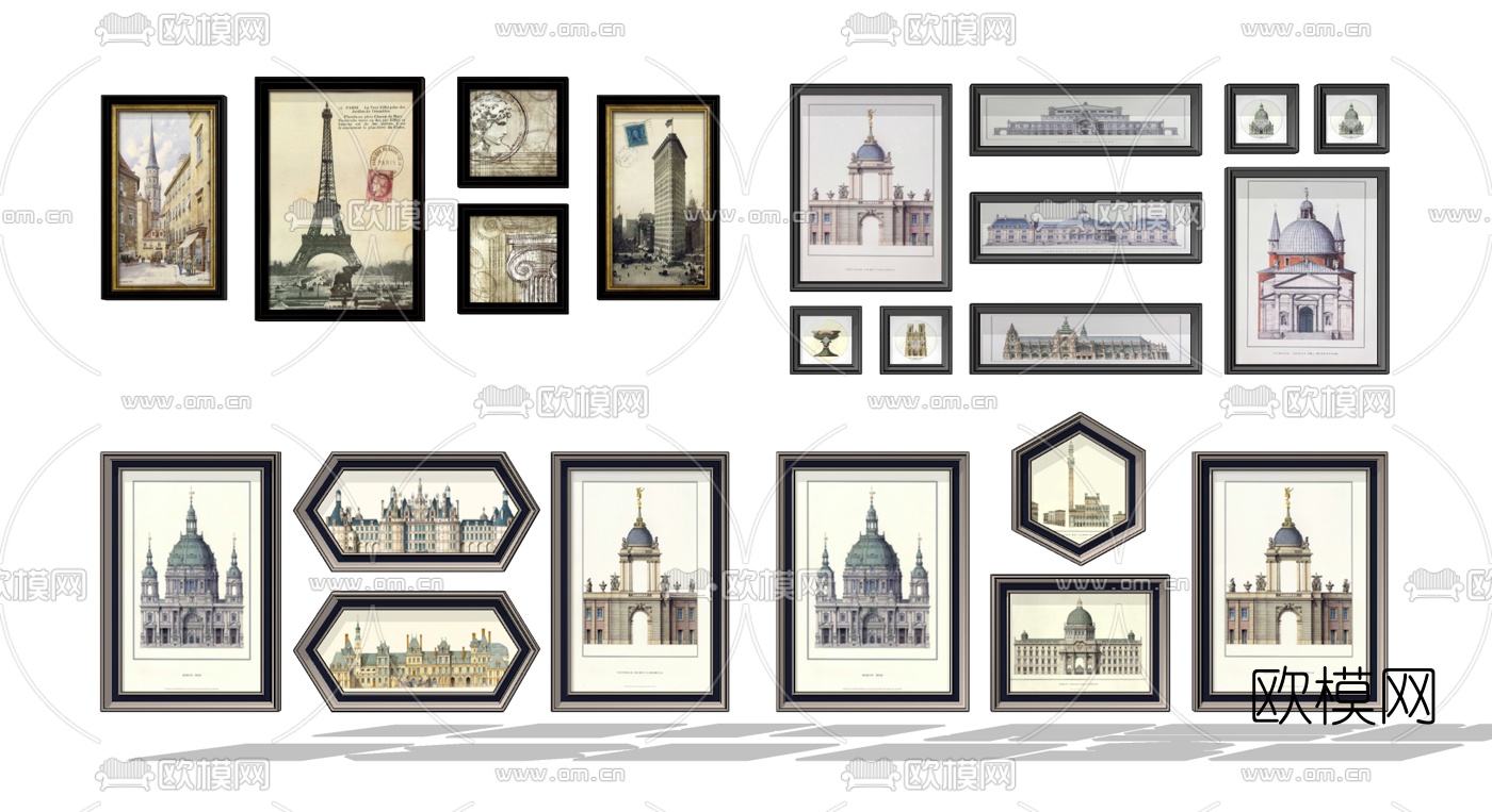 简欧建筑装饰画su模型下载