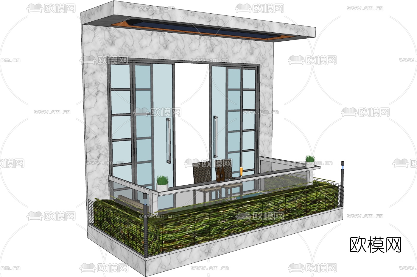 现代休闲阳台免费su模型下载