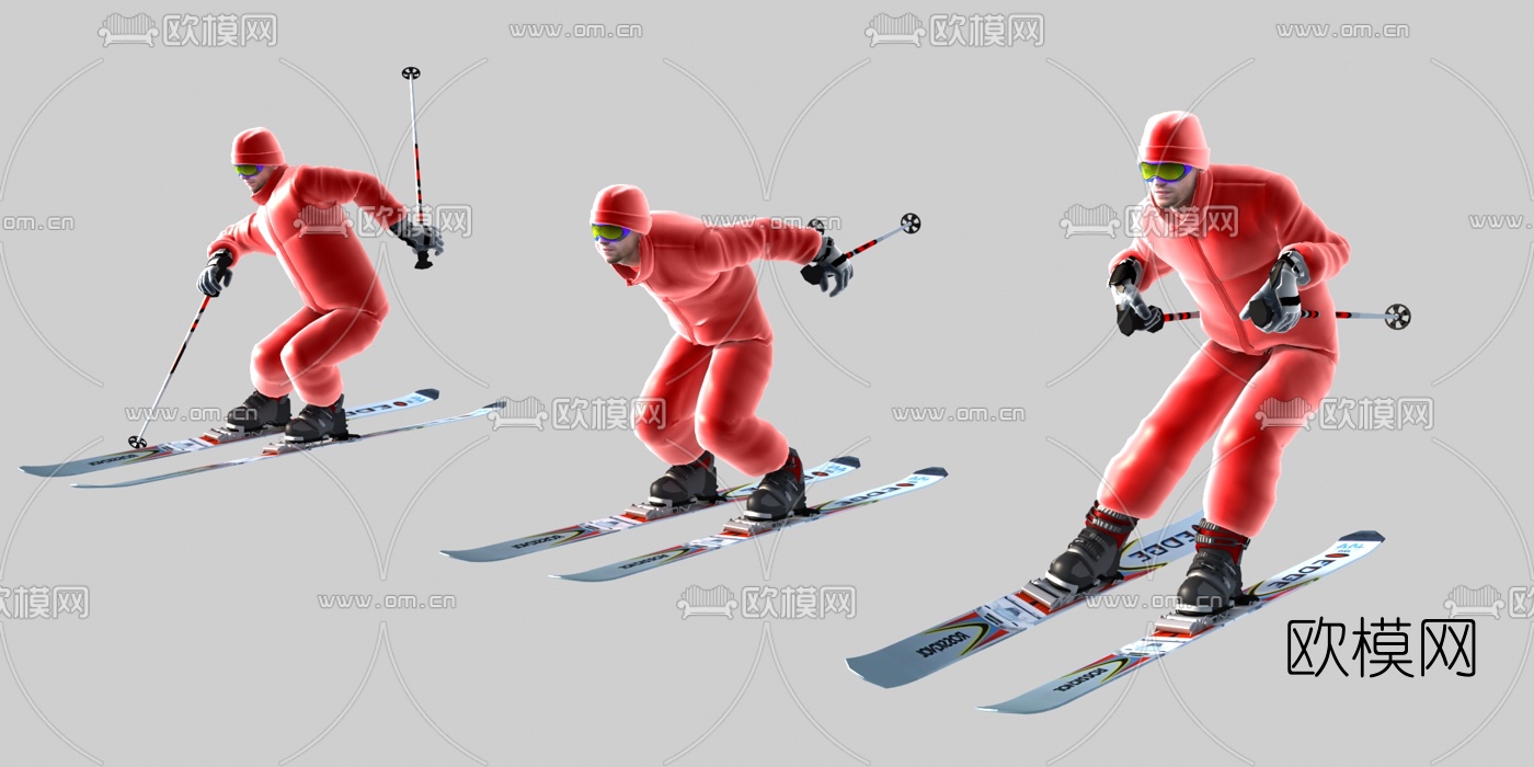 现代滑雪人物3d模型下载（渲染图3）