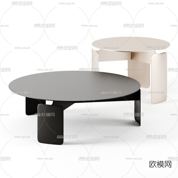 现代圆形茶几边几3d模型下载(渲染图1)