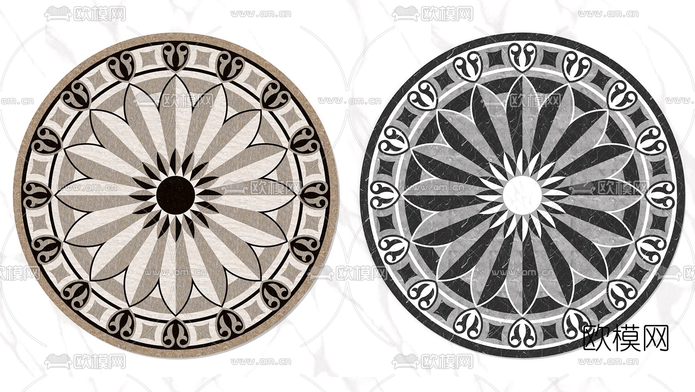 欧式圆形拼花瓷砖3d模型