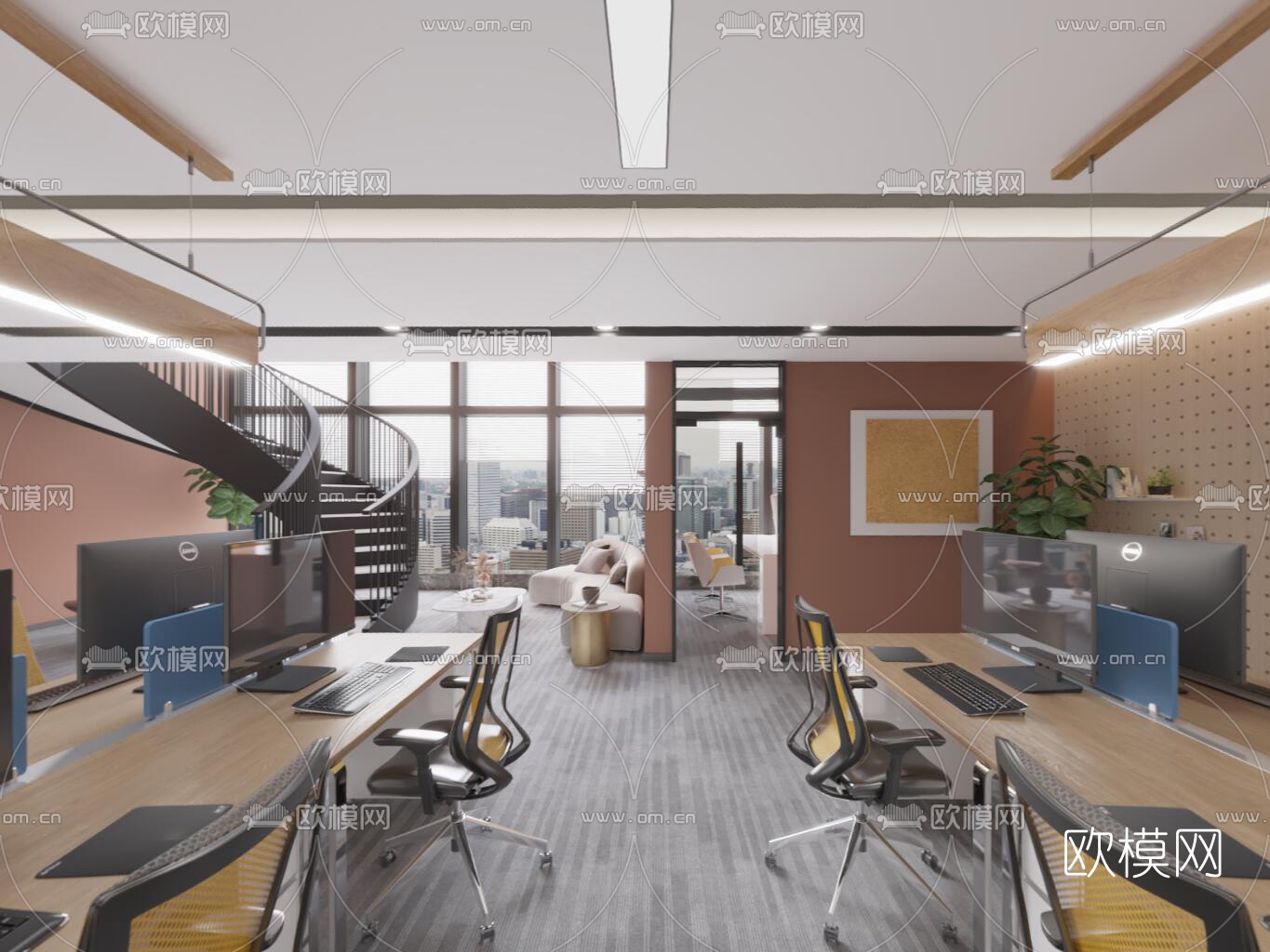 现代敞开式办公室vr全景3d模型下载_ID10081464_3dmax免费模型-欧模网