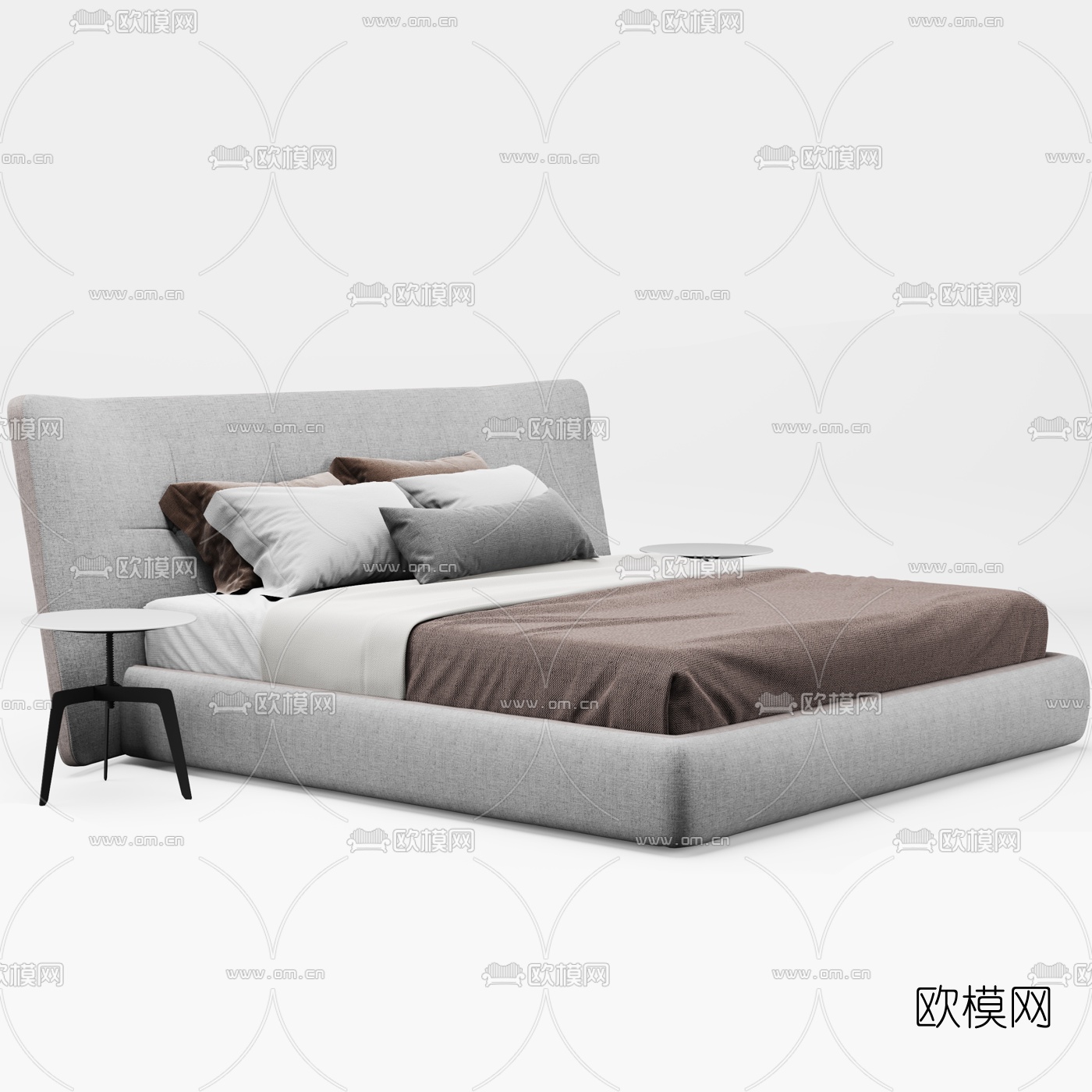 Poliform现代布艺双人床3d模型下载（渲染图2）