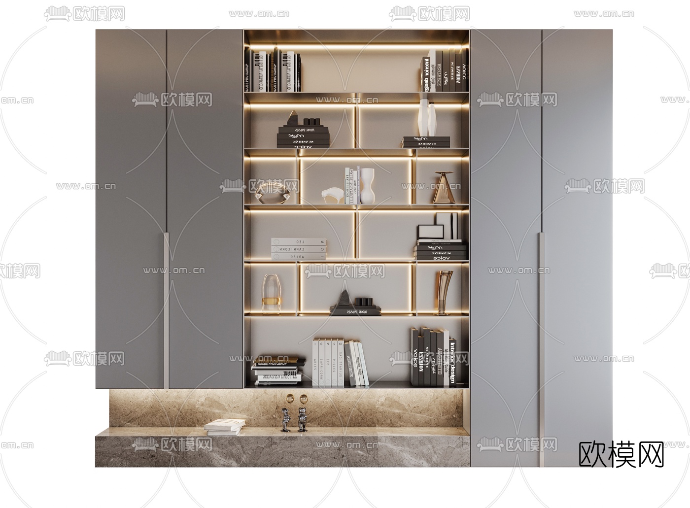 现代轻奢书柜装饰柜3d模型