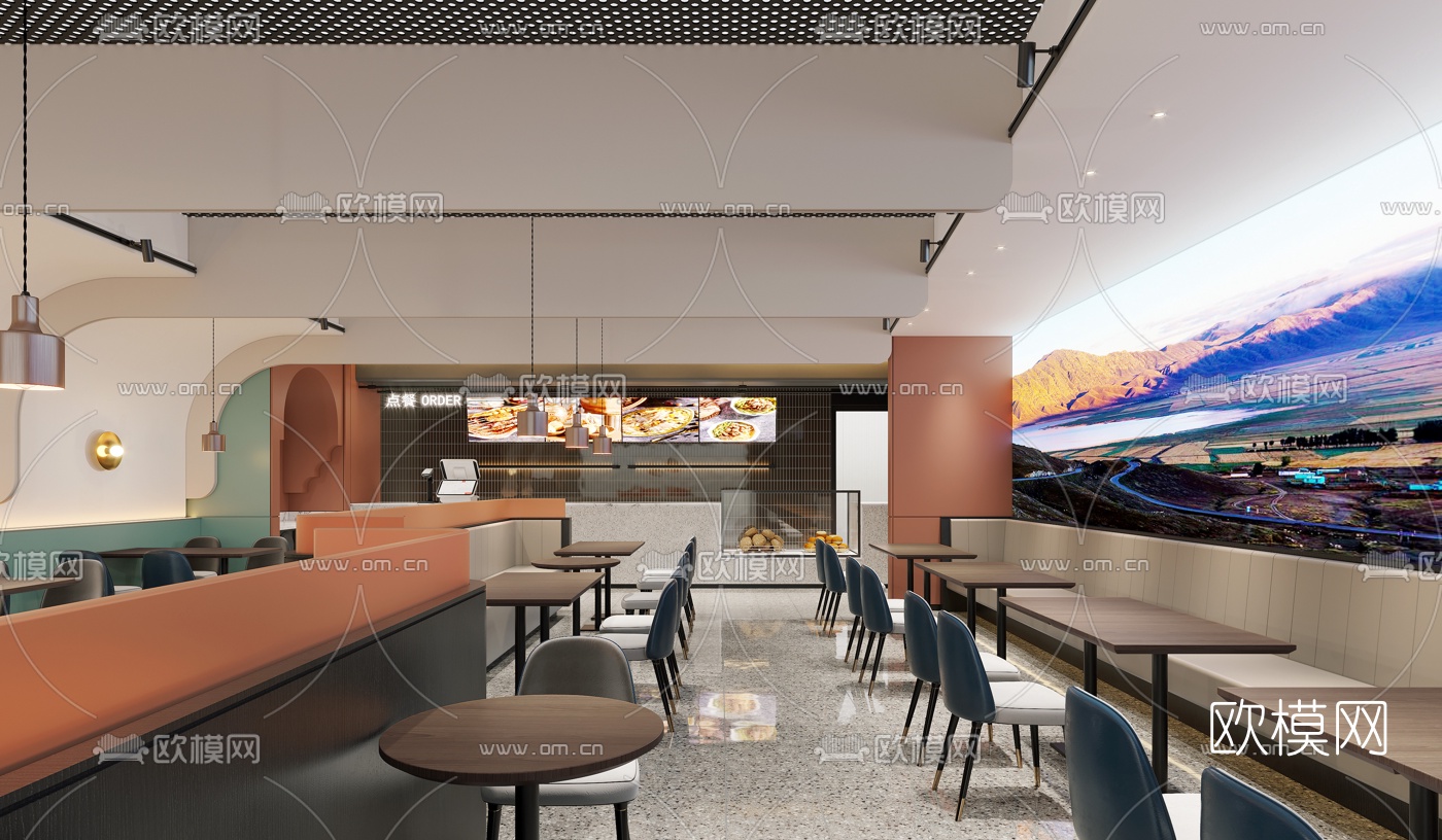 现代丝路风情主题餐厅3d模型