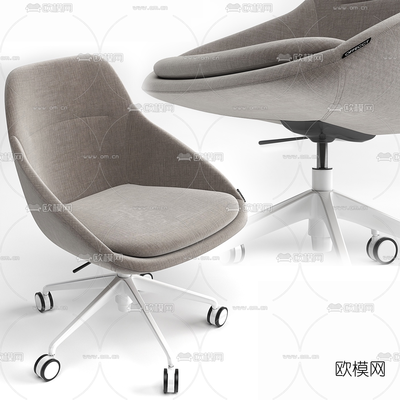 现代布艺办公椅转椅3d模型下载