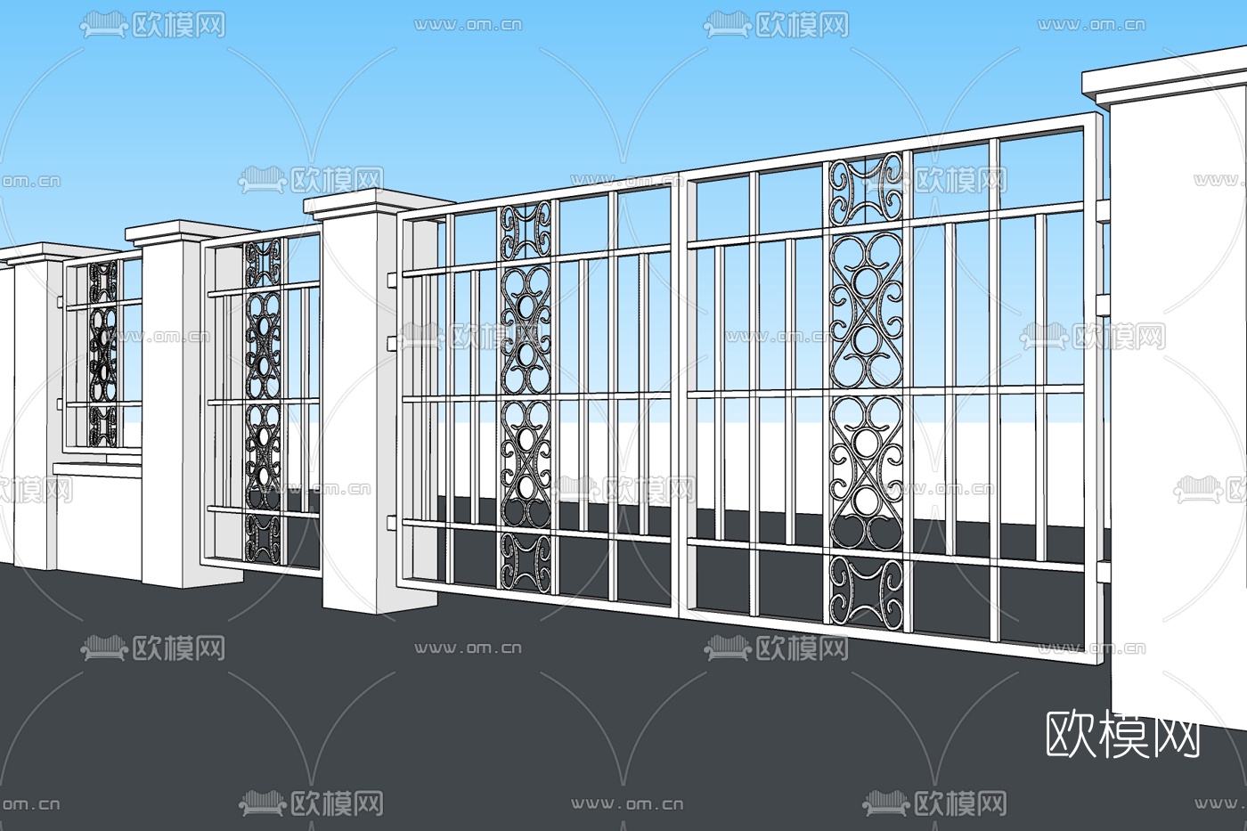 现代庭院门免费su模型下载